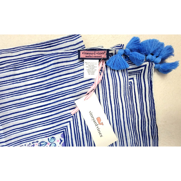 New Vineyard Vines Seahorse Stripe Cotton Silk Scarf Wrap NWT MSRP $88 - Picture 7 of 10
